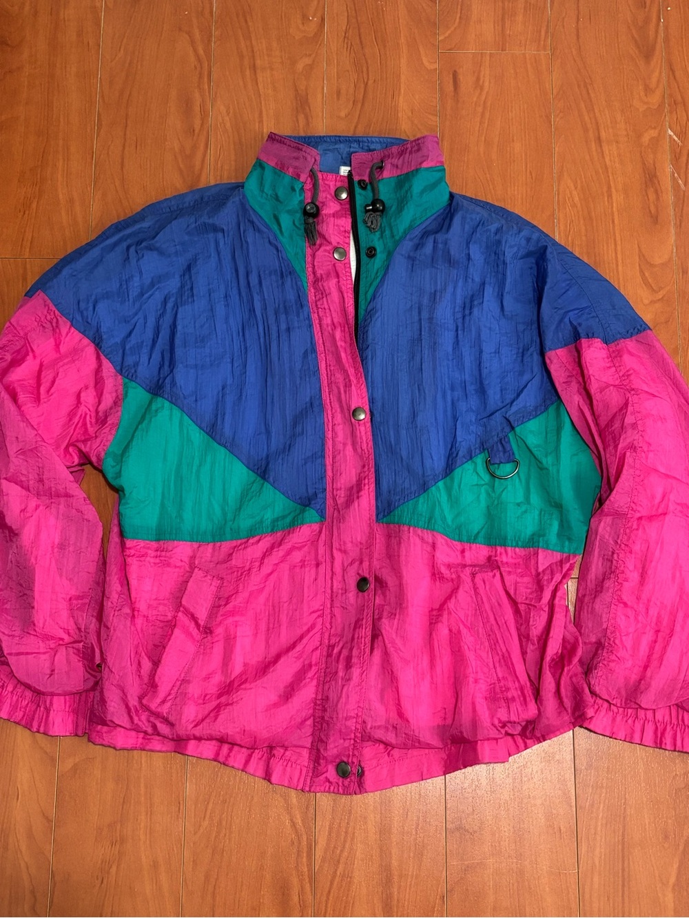 Vintage Cabin Creek Neon Geometric Nylon Windbreaker Jacket - Size Medium